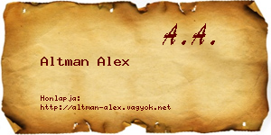 Altman Alex névjegykártya